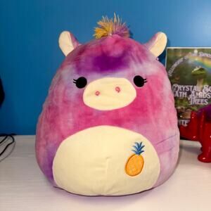 Squishmallow Pegasus Pineapple Pink Tie Dye Plush 12” Wings Unicorn EUC 2019